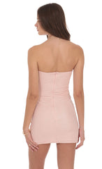 Crinkle Shimmer Pointed Bodycon Dress in Pink