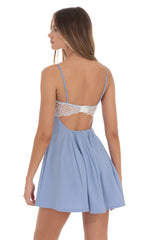 Back Lace A-Line Dress in Light Blue