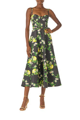 Noir Lemon Print Corseted Dress