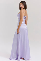orchid lace up maxi dress