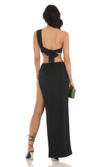 One Shoulder Two Piece Set in Black
