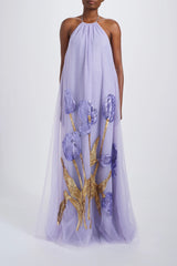 Tulip Sequin Appliqué Halter Dress