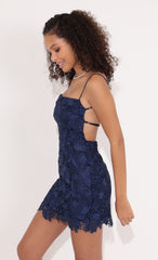 Lucia Floral Dress in Navy Blue