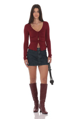 Double Twist Top in Burgundy