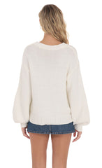 Knit Balloon Sleeve Jumper in Ivory