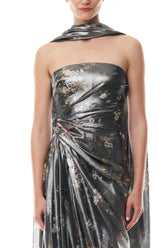 Metallic Floral Draped Gown