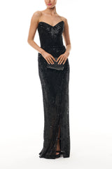 Noir Sequin Column Gown