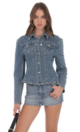 Fitted Denim Jacket in Blue