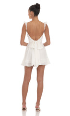 Embroidered Trim A-line Dress in White