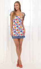 Bodycon Dress in Blue Floral