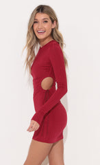 Long Sleeve Cutout Dress in Red