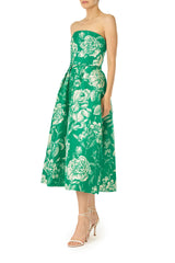 Floral Toile Strapless Dress