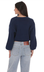 Chunky Knit Cardigan in Blue