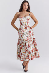 italian rose print cotton midi sundress