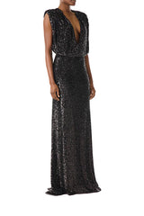 Stretch Sequin V-Neck Gown