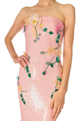 Floral Sequin Column Gown