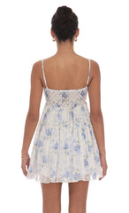 Floral Babydoll Dress in White