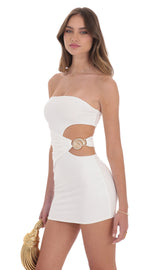 Conch Cutout Bodycon Dress in White