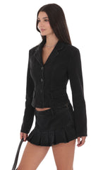 Cropped Denim Jacket in Black