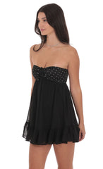 Babydoll Polka Dot Bust Dress in Black