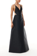 Noir Crystal Cutout Ballgown