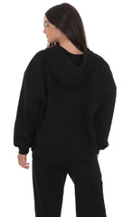 Oversize Zip-Up Hoodie in Black