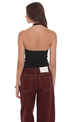 Halter Embellished Top in Black