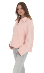 Fuzzy Zip-Up Jacket in Pink