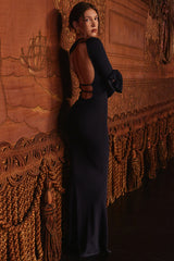 midnight blue silky knit maxi dress