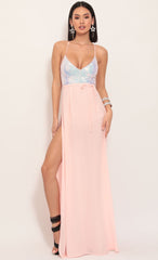 Sequin Maxi Dress in Blush Iridescence
