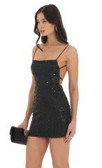 Beaded Sequin Dress in Black