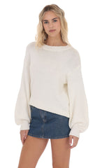 Knit Balloon Sleeve Jumper in Ivory