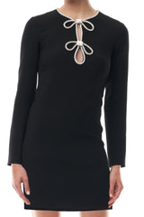 Noir Crystal Bow Mini Dress