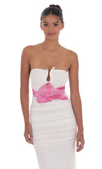 Embellished Floral Bodycon Maxi Dress in White