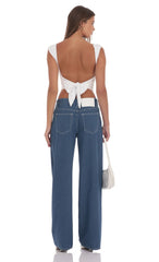 Pinstripe Low Rise Baggy Jeans in Blue