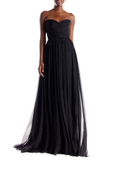Strapless Draped Chiffon Gown