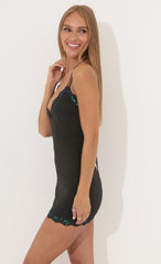 Sequin Trim Bodycon Dress in Black