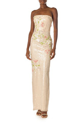 Floral Sequin Column Gown