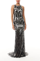 Silver Deco Embroidered Gown