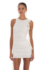Shimmer Tassel Dress in White