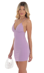 V-Neck Bodycon Dress in Lavender