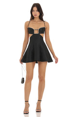 Rhinestone Cutout Dress in Black