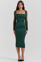 emerald green midi dress