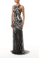 Silver Deco Embroidered Gown