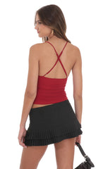 Pleated Ruffle Skort in Black