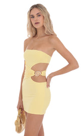 Conch Cutout Bodycon Dress in Yellow