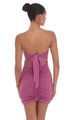 Cutout Strapless Dress in Plum Pink