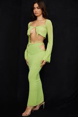 lime green georgette maxi skirt