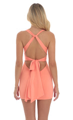 Twist Open Back Dress in Orange