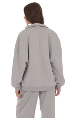Quarter Zip-Up Jumper in Grey